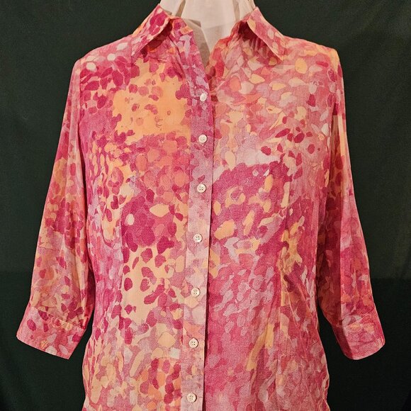 Coldwater Creek Shaped Blouse slightly Translucent with 3/4 sleeves - Picture 1 of 8